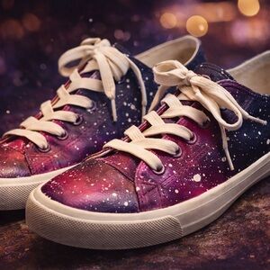Galaxy Custom Hand-painted One of a Kind Canvas Shoe - Streetwear - Y2K
